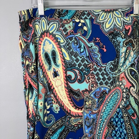 Sunny Leight Petites Blue Paisley Tulip Hem Faux Wrap Midi Pull On Skirt Size PL - Picture 12 of 13